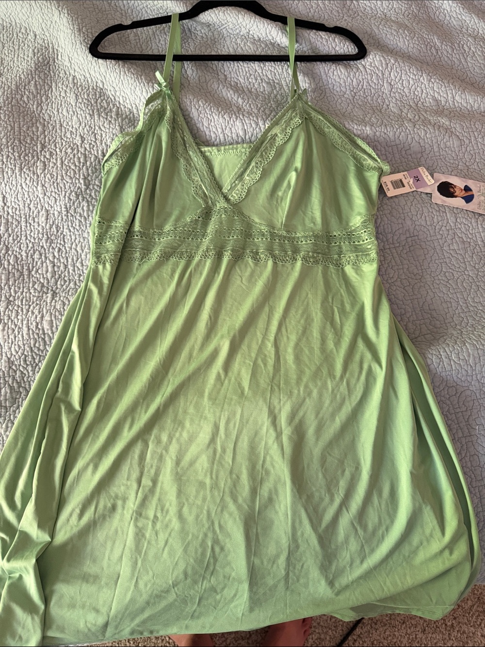 Delta Burke Light Green Lace Trim Chemise